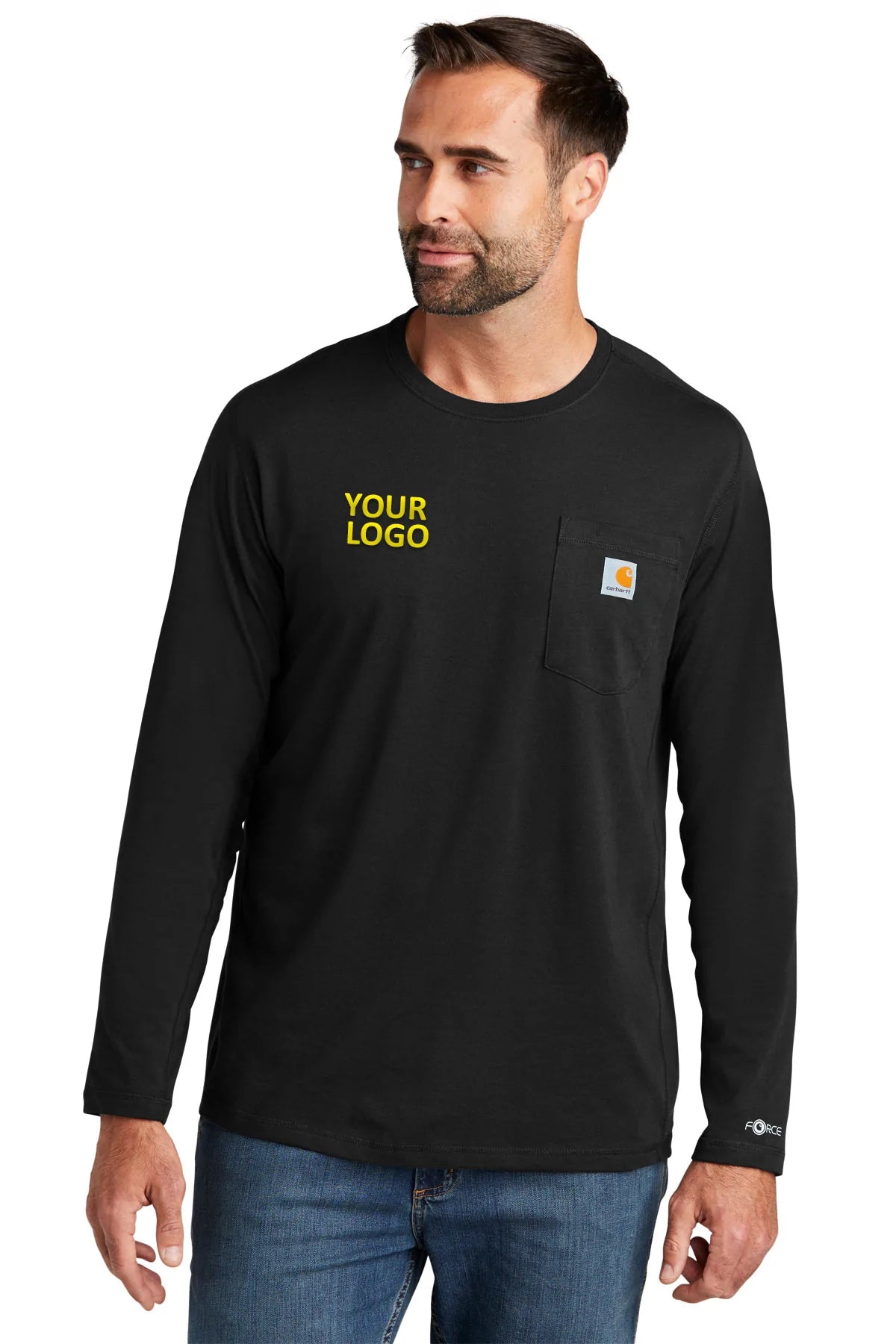 Carhartt Long Sleeve Custom Pockets T-Shirts, Black