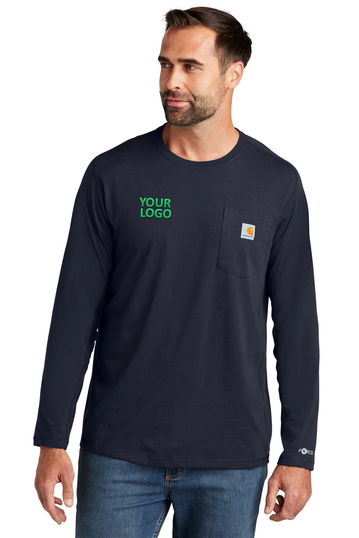 Carhartt Long Sleeve Custom Pockets T-Shirts, Navy