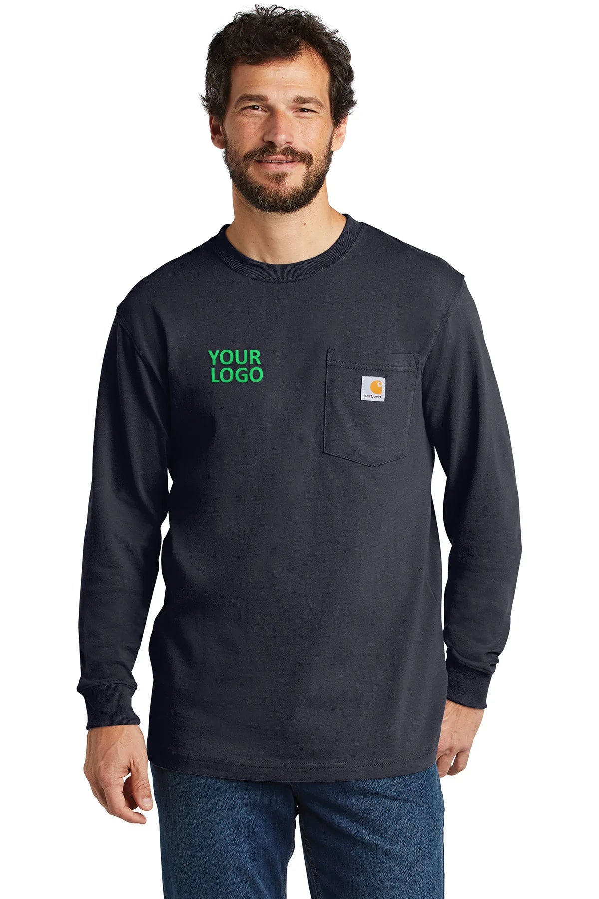 Carhartt Workwear Pocket Long Sleeve Custom T-Shirts, Navy