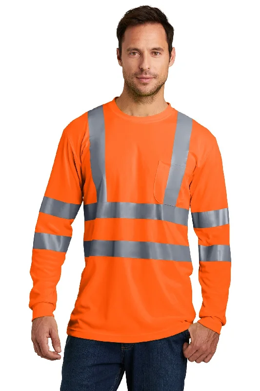 CornerStone ANSI 107 Long Sleeve Reflective T-Shirt, Safety Orange