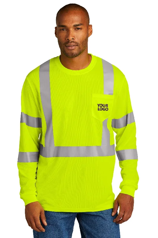 CornerStone ANSI 107 Class 3 Mesh Long Sleeve Custom Tee's, Safety Yellow