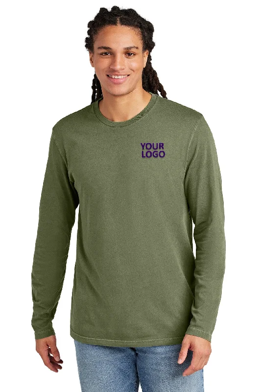 District Wash Long Sleeve Custom Tee's, Olive Drab Green