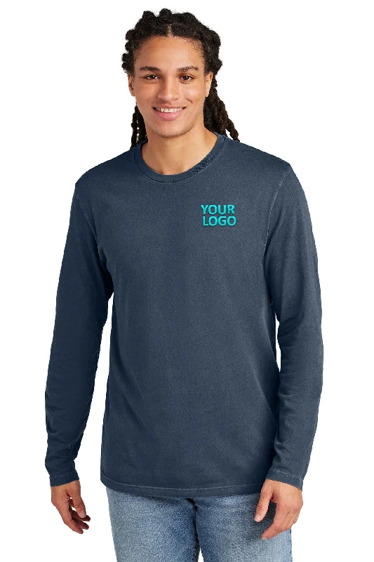 District Wash Long Sleeve Custom Tee's, True Navy