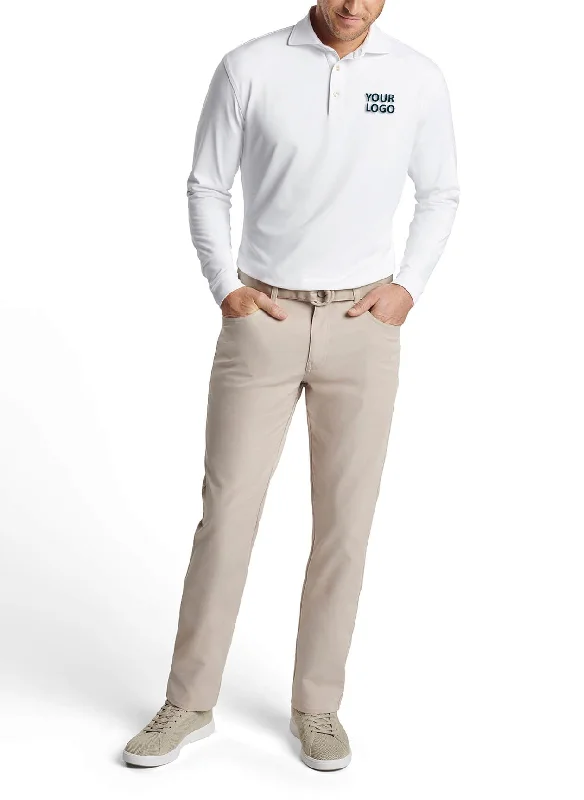 Peter Millar Lyons Performance Jersey Custom Long-Sleeve Polos, White