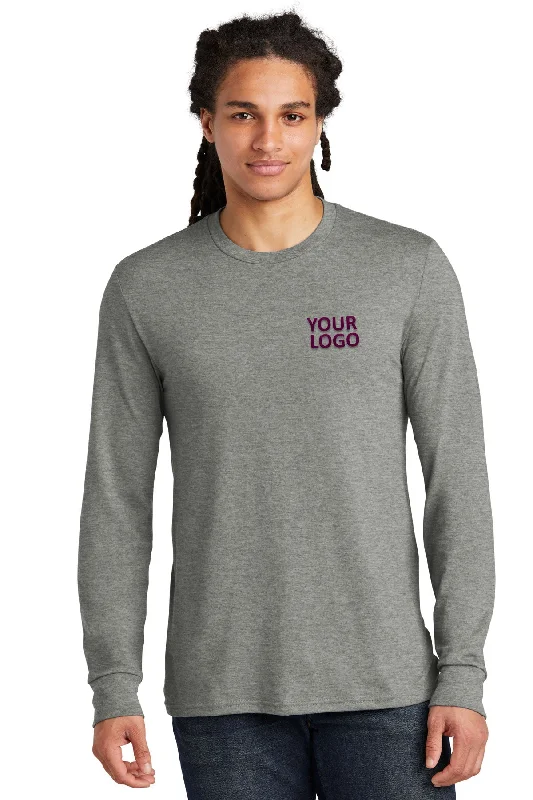 District Made Mens Perfect Tri Long Sleeve Tee's, Grey Frost