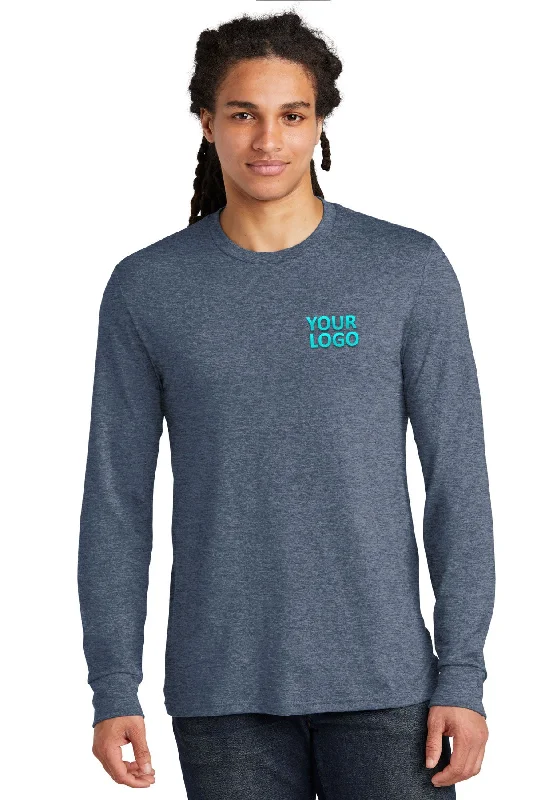 District Made Mens Perfect Tri Long Sleeve Tee's, Navy Frost