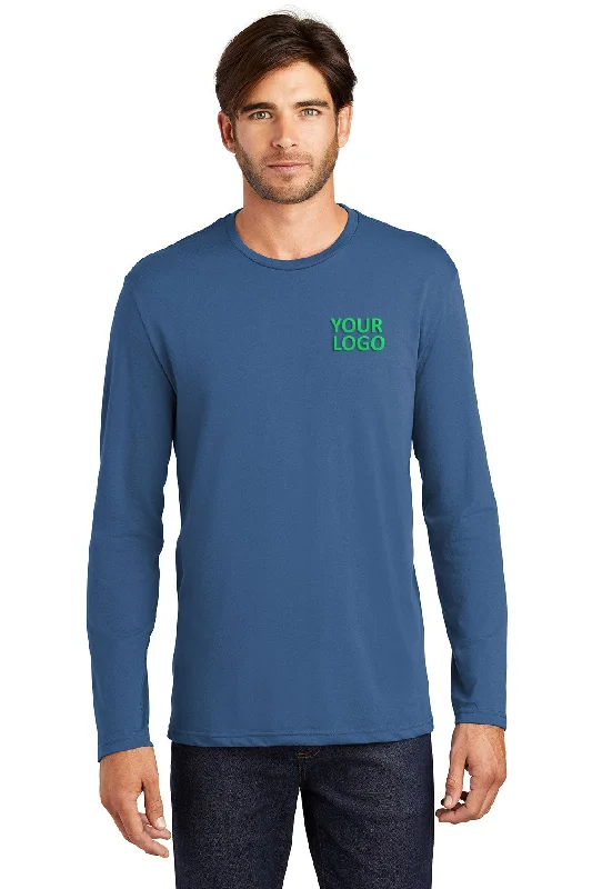 District Made Mens Perfect Weight Long Sleeve Tee's, Maritime Blue