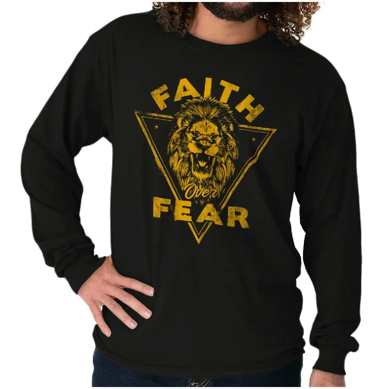 Faith Over Fear Lion Long Sleeve T Shirt