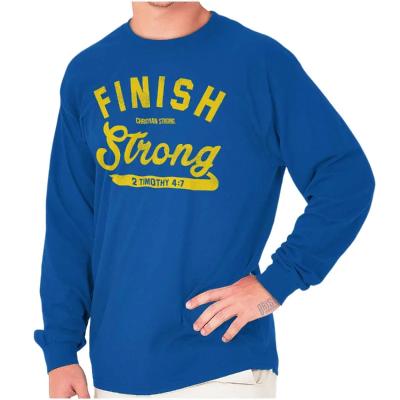 Finish Strong Scripture Long Sleeve T Shirt