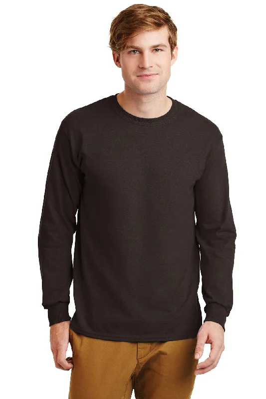 Gildan Ultra Cotton Long Sleeve T Shirt Dark Chocolate