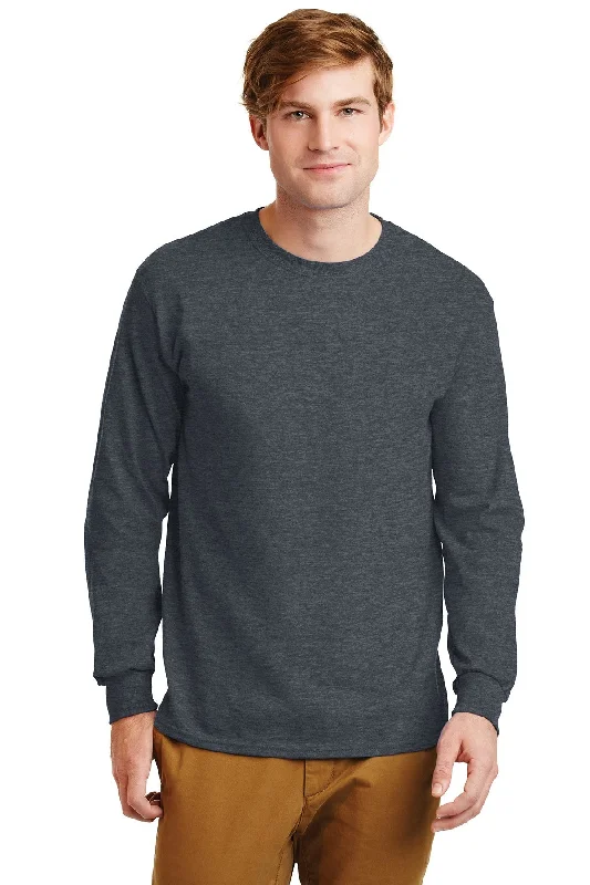 Gildan Ultra Cotton Long Sleeve T Shirt Dark Heather