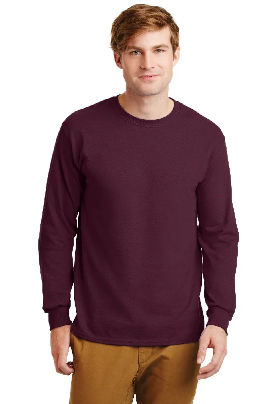 Gildan Ultra Cotton Long Sleeve T Shirt Maroon