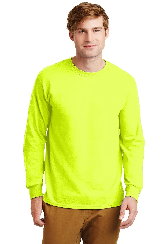 Gildan Ultra Cotton Long Sleeve T Shirt Safety Green