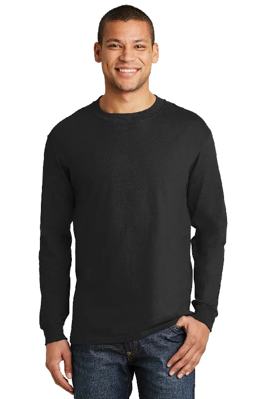 Hanes Beefy T Cotton Long Sleeve T Shirt 5186 Black