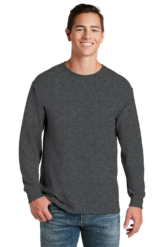 Jerzees Dri-Power 50/50 Cotton/Poly Long Sleeve T-Shirt 29LS Black Heather