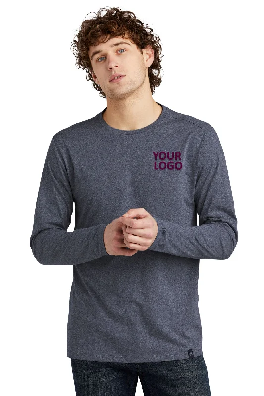 New Era Heritage Blend Long Sleeve Printed Tee's, True Navy Heather