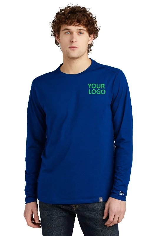 New Era Heritage Blend Long Sleeve Crew Custom Printed Tee's, Royal