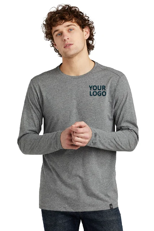 New Era Heritage Blend Long Sleeve Crew Custom Printed Tee's, Shadow Grey Heather