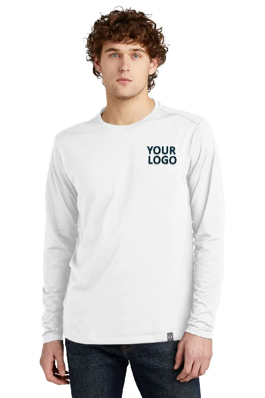 New Era Heritage Blend Long Sleeve Crew Custom Printed Tee's, White