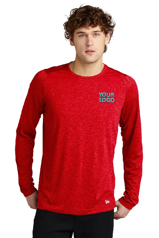 New Era Performance Long Sleeve Printed Tee's, Scarlet