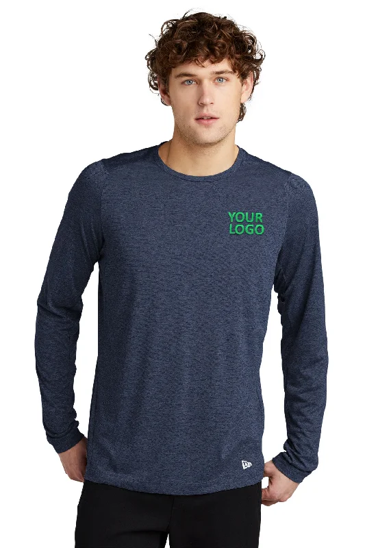 New Era Performance Long Sleeve Printed Tee's, True Navy