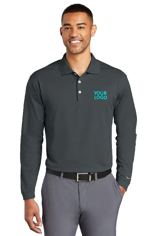 Nike Long Sleeve DriFIT Stretch Tech Custom Polos, Anthracite