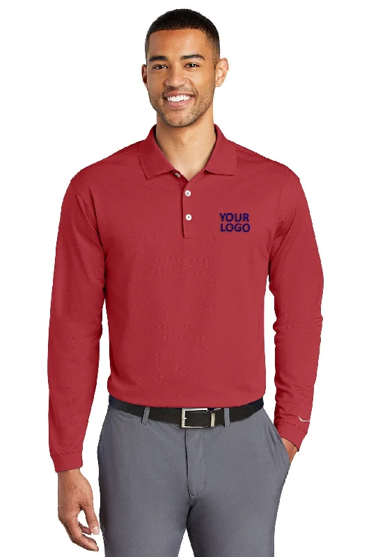 Nike Long Sleeve DriFIT Stretch Tech Custom Polos, Varsity Red