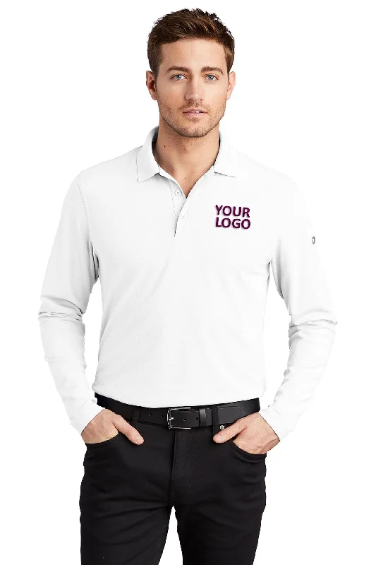 OGIO Caliber Customized Long Sleeve Polos, Bright White