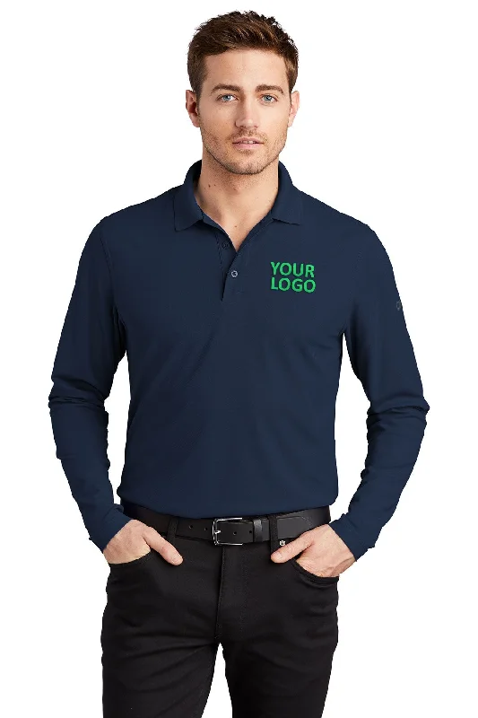 OGIO Caliber Customized Long Sleeve Polos, Navy