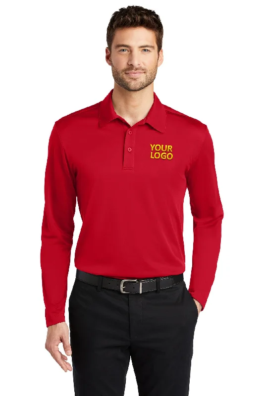 Port Authority Silk Touch Performance Custom Long Sleeve Polos, Red