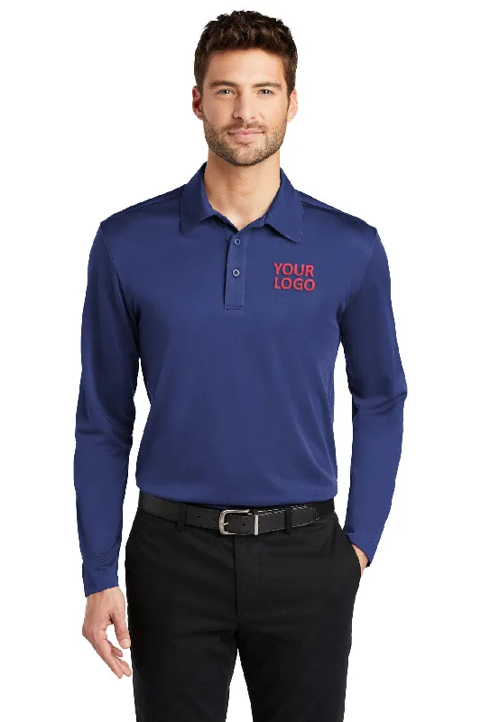 Port Authority Silk Touch Performance Custom Long Sleeve Polos, Royal