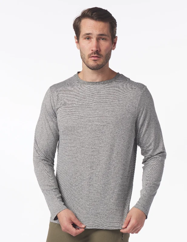 Salton Long Sleeve: Black Heather/White Stripe