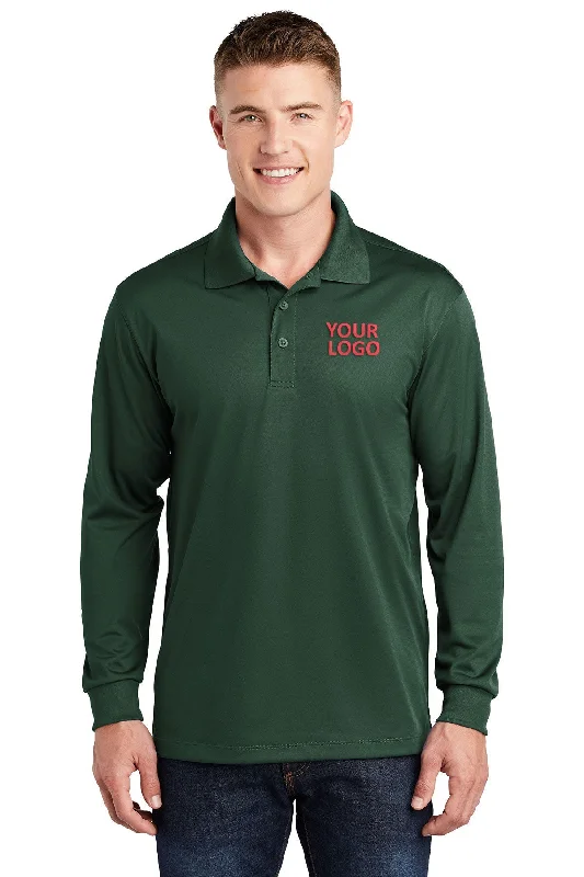 Sport-Tek Long Sleeve Micropique Customized Sport-Wick Polos, Forest Green