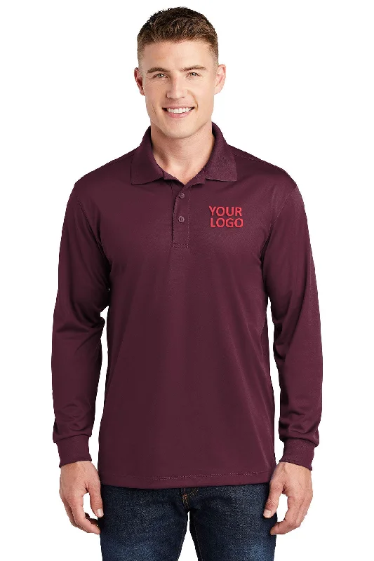 Sport-Tek Long Sleeve Micropique Customized Sport-Wick Polos, Maroon