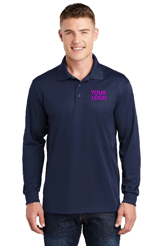 Sport-Tek Long Sleeve Micropique Custom Sport-Wick Polos, True Navy