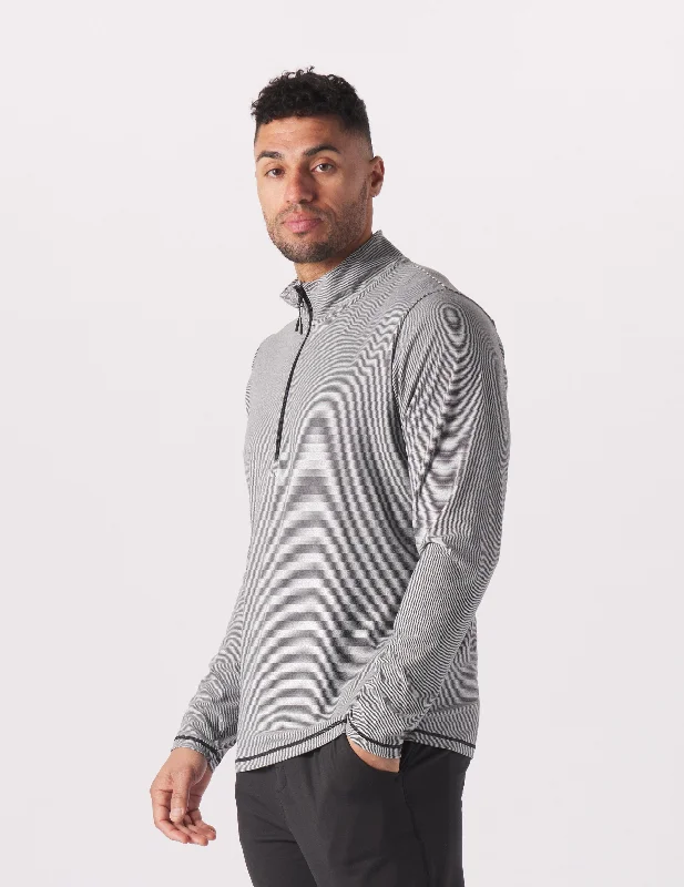 Tahoe 1/4 Zip: Black/White Stripe