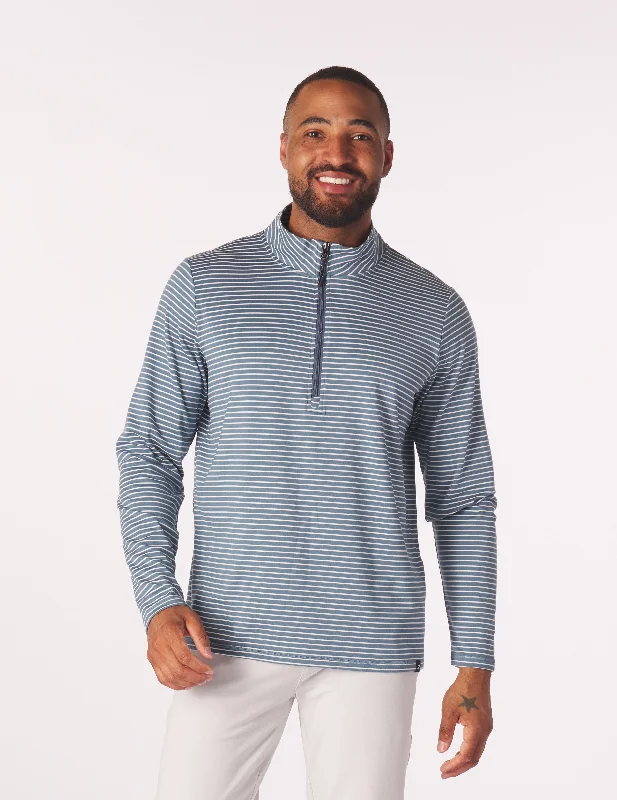 Tahoe 1/4 Zip: Washed Blue/White Stripe