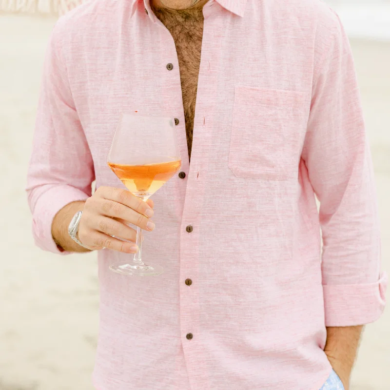 The Rosé Blusher - Long Sleeve Pink Linen Shirt