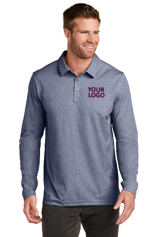 TravisMathew Oceanside Long Sleeve Custom Polos, Blue Nights Heather