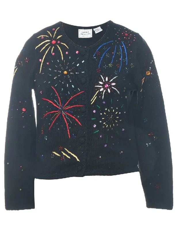 Beaded Black Jumper - S