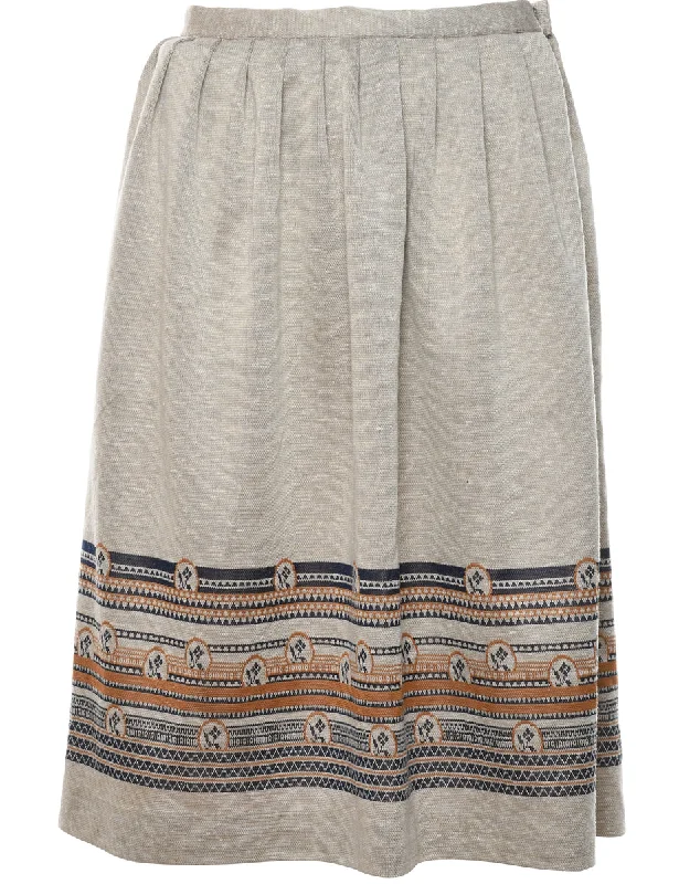 Beige Pleated Skirt - S