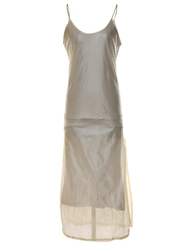 Beige Sheer Slip Dress - M