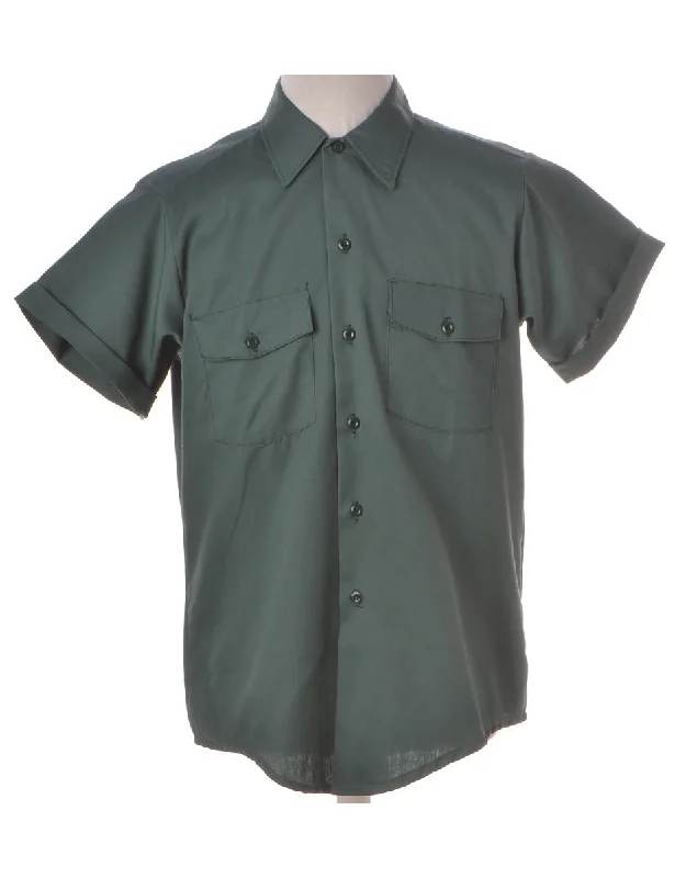 Beyond Retro Label Dickies Shirt Green With A Classic Collar