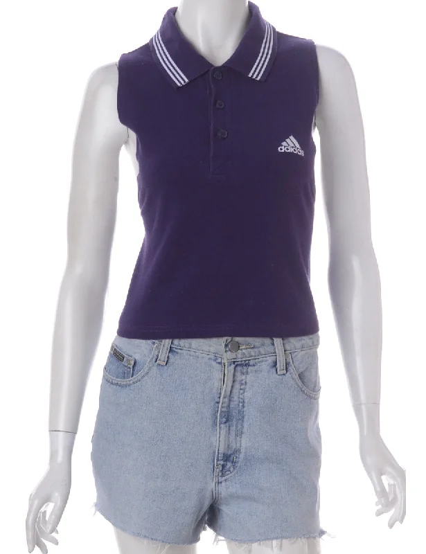 Beyond Retro Label Eva Polo Vest Purple With A Button Front Neck