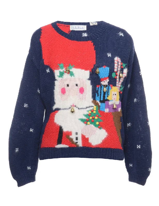 Beyond Retro Reworked Christmas Jumper With Bells - L