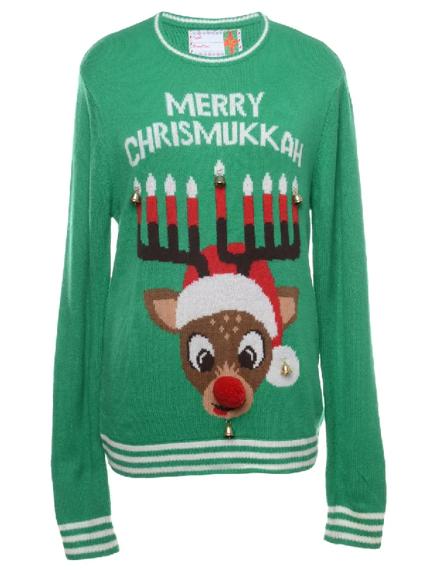 Beyond Retro Reworked Christmas Jumper With Bells - L