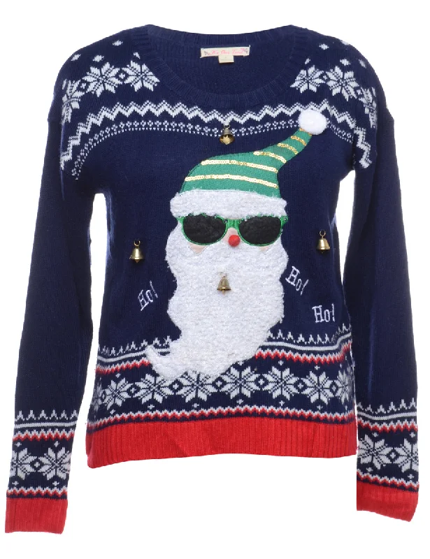 Beyond Retro Reworked Christmas Jumper With Bells - L