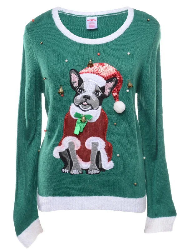 Beyond Retro Reworked Christmas Jumper With Bells - L