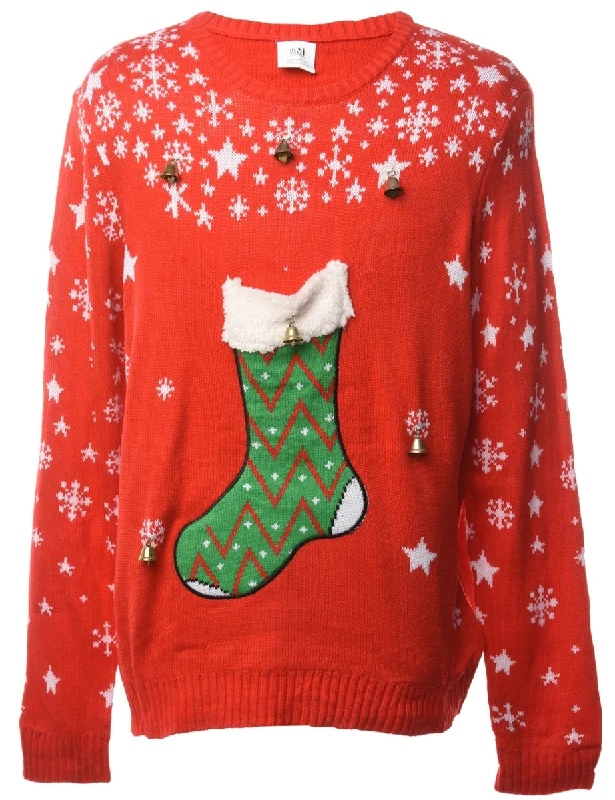 Beyond Retro Reworked Christmas Jumper With Bells - L