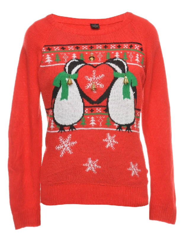 Beyond Retro Reworked Christmas Jumper With Bells - L